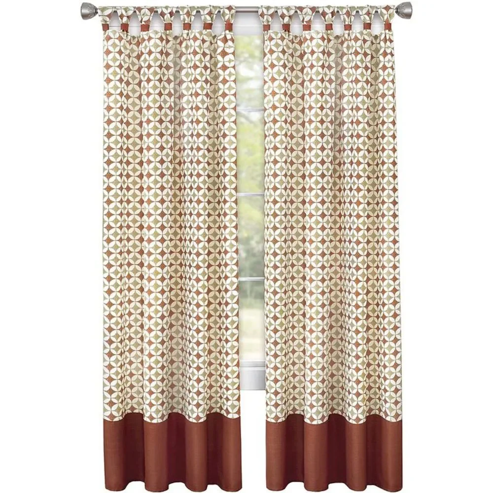 Window Curtain Panel Drapes with Double Layer Plaid Gingham Design, Cuff Tab Top
